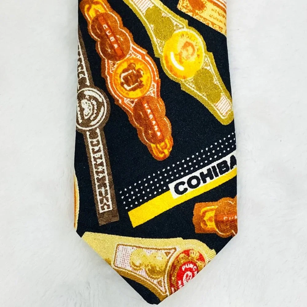 Vintage Ralph Marlin/RM Style Cigar Band Silk Necktie - NWT